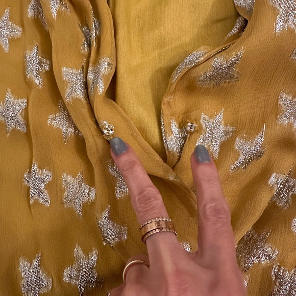 Rococo Sand Yellow with Silver Star Print Vega Dress Sz Small - Picture 12 of 15